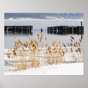 Poster Brise-eau dans la rivière Hudson glacée