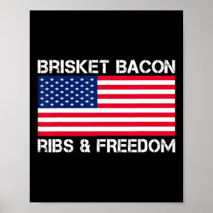 Poster Brisket Bycon Ribs Et Freedom Grill Bbq Viande Fum