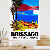 Poster Brissago, Tessin, Suisse. Village et lac (Cuisine)