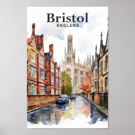 Poster Bristol Angleterre Aquarelle Peinture Voyage (Devant)