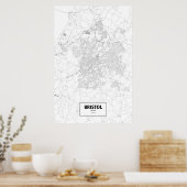 Poster Bristol, Angleterre (noir sur blanc) (Cuisine)