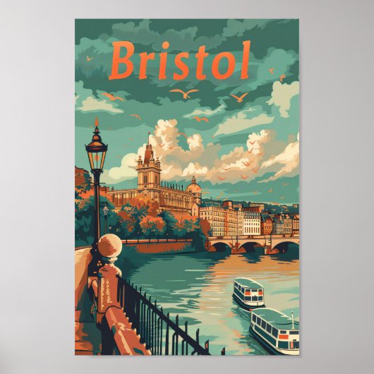 Poster Bristol Angleterre Vintage Retro Illustration Voya (Devant)