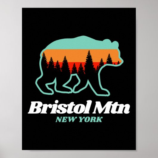 Poster Bristol Mountain New York Ski Snowboard Ours (Devant)