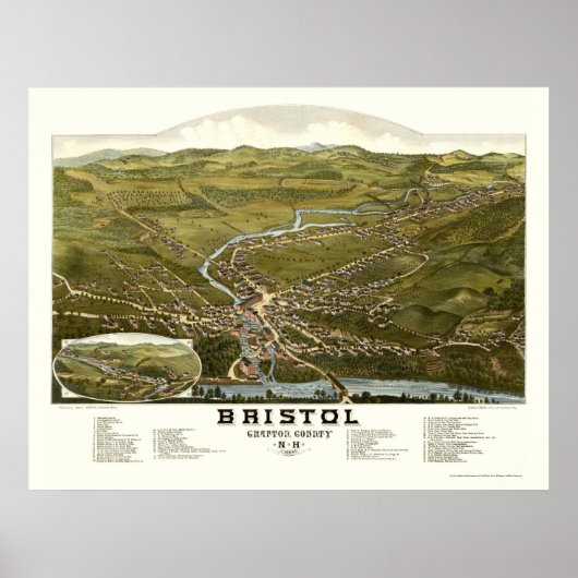 Poster Bristol, NH Panoramic Map - 1884 (Devant)