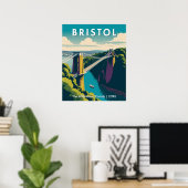 Poster Bristol UK Clifton Suspension Bridge Retro Travel (Bureau à domicile)