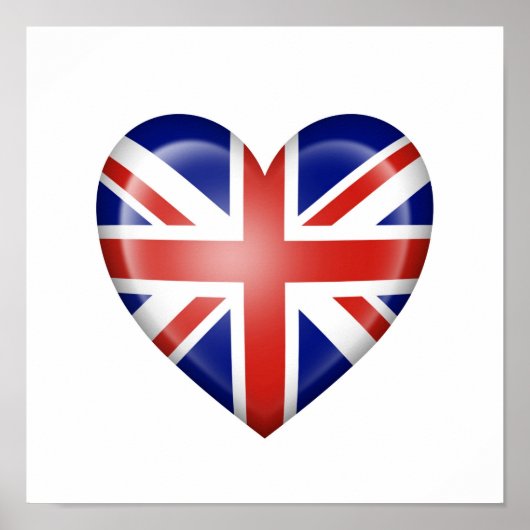 Poster British Heart Flag on White (Devant)