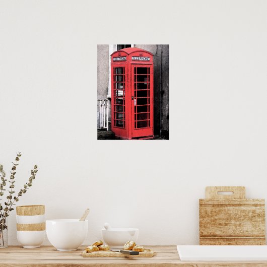 Poster British Phone Booth Fresco (Cuisine)