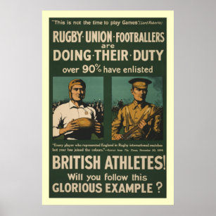 Poster British rugby, football players call for duty