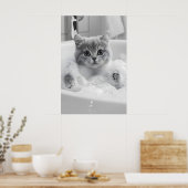 Poster British Shorthair Cat Bath Print, Funny Bathroom (Cuisine)