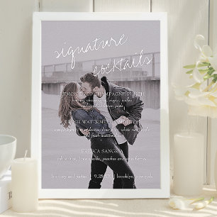 Poster Brittany Black White Cocktails Menu Mariage Sign