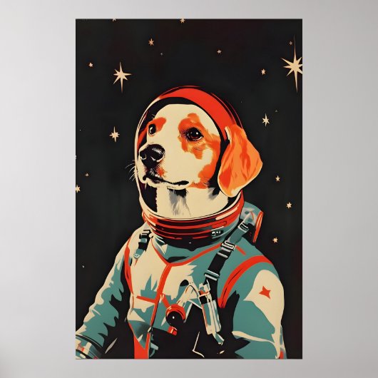 Poster Brittany Spaniel Astronaut Poster, Brittany Retro (Devant)