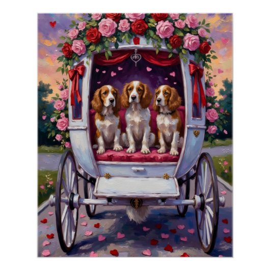 Poster Brittany Spaniel Dog Valentine's Day  (Devant)