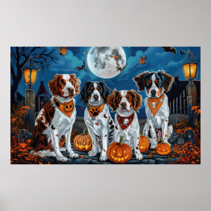 Poster Brittany Spaniel Halloween Épouvante