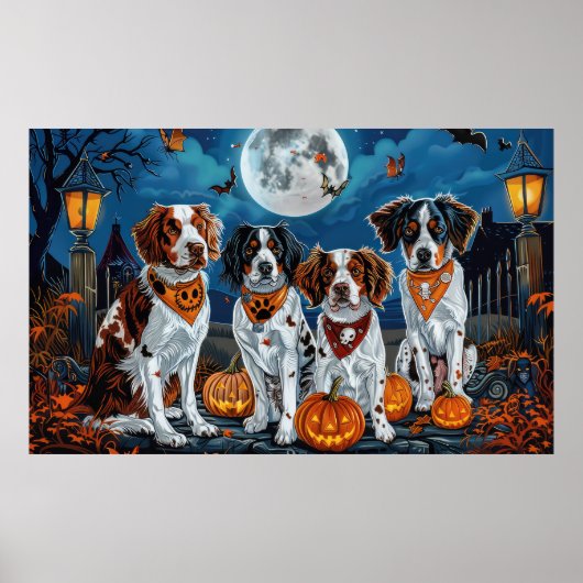 Poster Brittany Spaniel Halloween Épouvante (Devant)