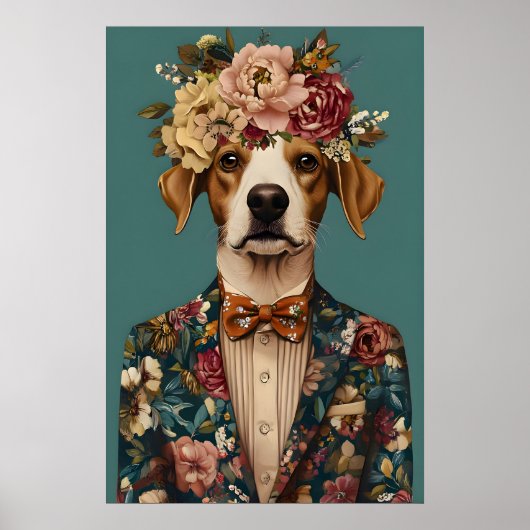 Poster Brittany Spaniel In Suit Poster, Brittany (Devant)