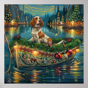 Poster Brittany Spaniel Noël Festive Voyage