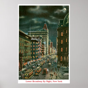Poster Broadway inférieur par nuit