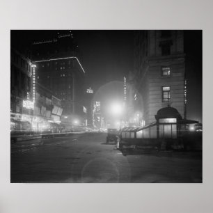 Poster Broadway la nuit, 1910. Photo ancienne