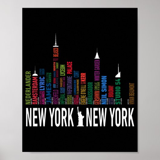 Poster Broadway Theaters New York Skyline (Devant)
