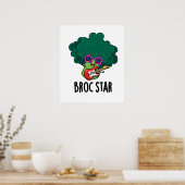 Poster Broc Star Funny Brocolli Rock Star PUn (Cuisine)