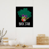 Poster Broc Star Funny Brocolli Rock Star Pun Dark BG (Cuisine)