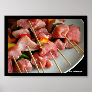 Poster Brochettes de porc au poivre