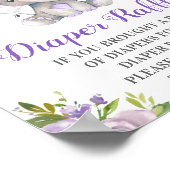 Poster Brocheuse Raffle violet éléphant bébé fille douche (Coin)