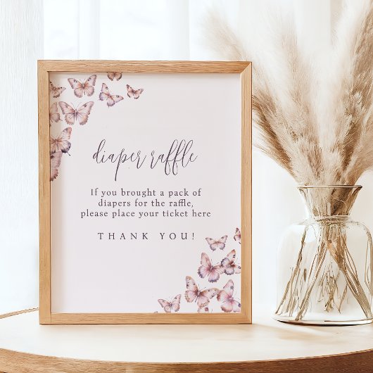 Poster Brochure à papillon mou et rose