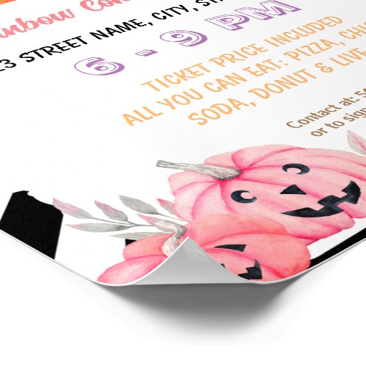 Poster Brochure d'halloween rose modifiable (Coin)