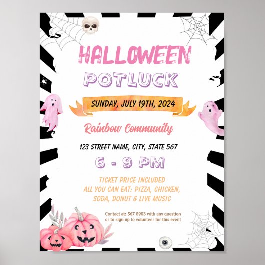 Poster Brochure d'halloween rose modifiable (Devant)