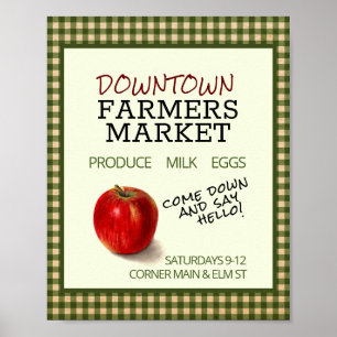 Poster Brochure modifiable du marché agricole (Pomme vert