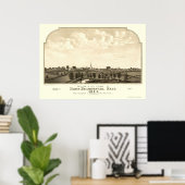 Poster Brockton, MA Carte panoramique - 1844 (Bureau à domicile)