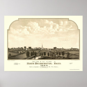Poster Brockton, MA Carte panoramique - 1844