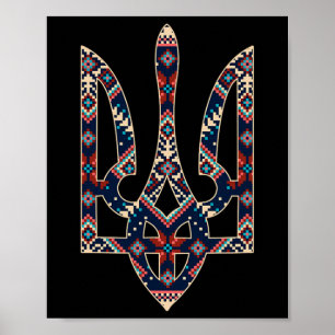 Poster Broderie du symbole de l'emblème ukrainien