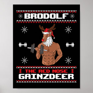 Poster Brodolf Le Nose Rouge Gainzdeer Gym Gros Noël