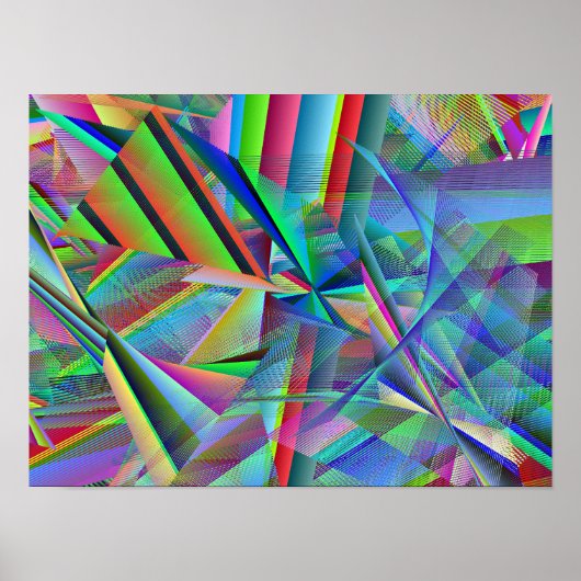 Poster Broken Glass Ruptured Mirror Line Art (Devant)