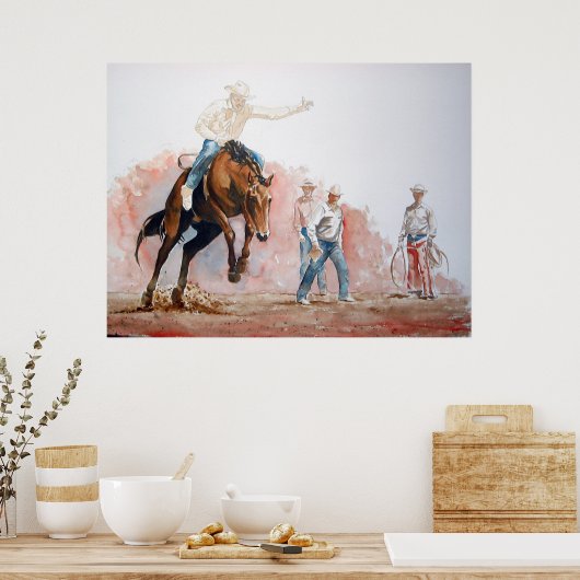 Poster Bronc Riding Cowboy (Cuisine)