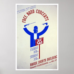 Poster Bronx Band Concert 1940 WPA