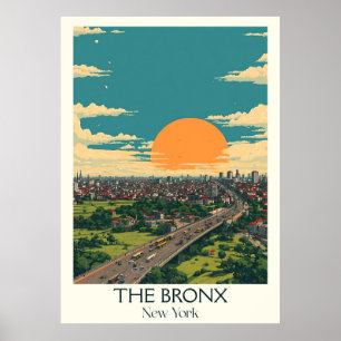 Poster Bronx New York Vintage Sunset City Travel Art