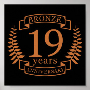 Poster Bronze anniversaire traditionnel mariage 19 ans