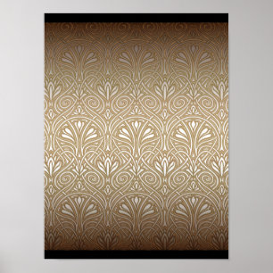 Poster bronze, or, art nouveau, art deco, vintage,