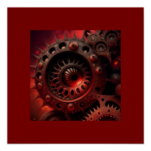 Poster Bronze Steampunk Mandelbrot Fractal (Devant)