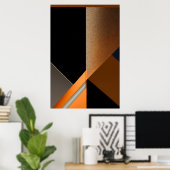 Poster Bronze Texturé et Abstrait Géométrique Orange (Bureau à domicile)