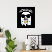 Poster Broo Matin Funny Ghost Coffee Pun Dark BG (Bureau à domicile)