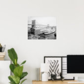Poster Brooklyn Bridge and Docks, 1905. Photo vintage (Bureau à domicile)