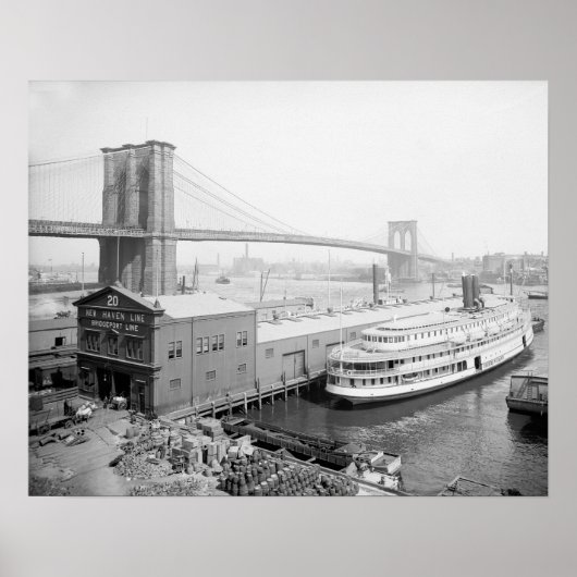 Poster Brooklyn Bridge and Docks, 1905. Photo vintage (Devant)