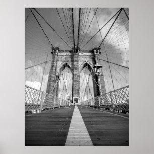 Poster Brooklyn Bridge Architectural noir et blanc