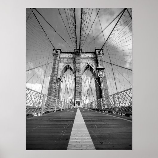 Poster Brooklyn Bridge Architectural noir et blanc (Devant)