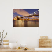 Poster Brooklyn Bridge et Manhattan à la nuit. (Cuisine)
