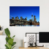 Poster Brooklyn Bridge et Manhattan Skyline (Bureau à domicile)